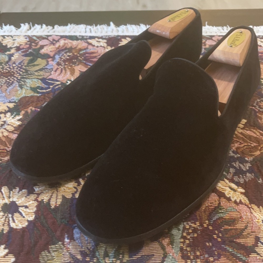 Dolce & Gabbana Black Velvet Men’s Crown Slip on Loafers Shoes US Size 11